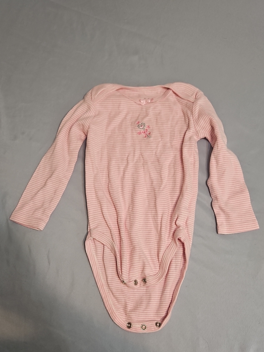 Pink Striped Long-Sleeve Baby One-Piece Bodysuit